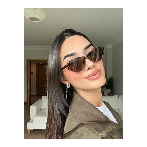 funeyes Carat Cat Eye Leopar Desenli 46 Ekartman Popüler Model | Küçük Boy Cat Eye Güneş Gözlüğü |