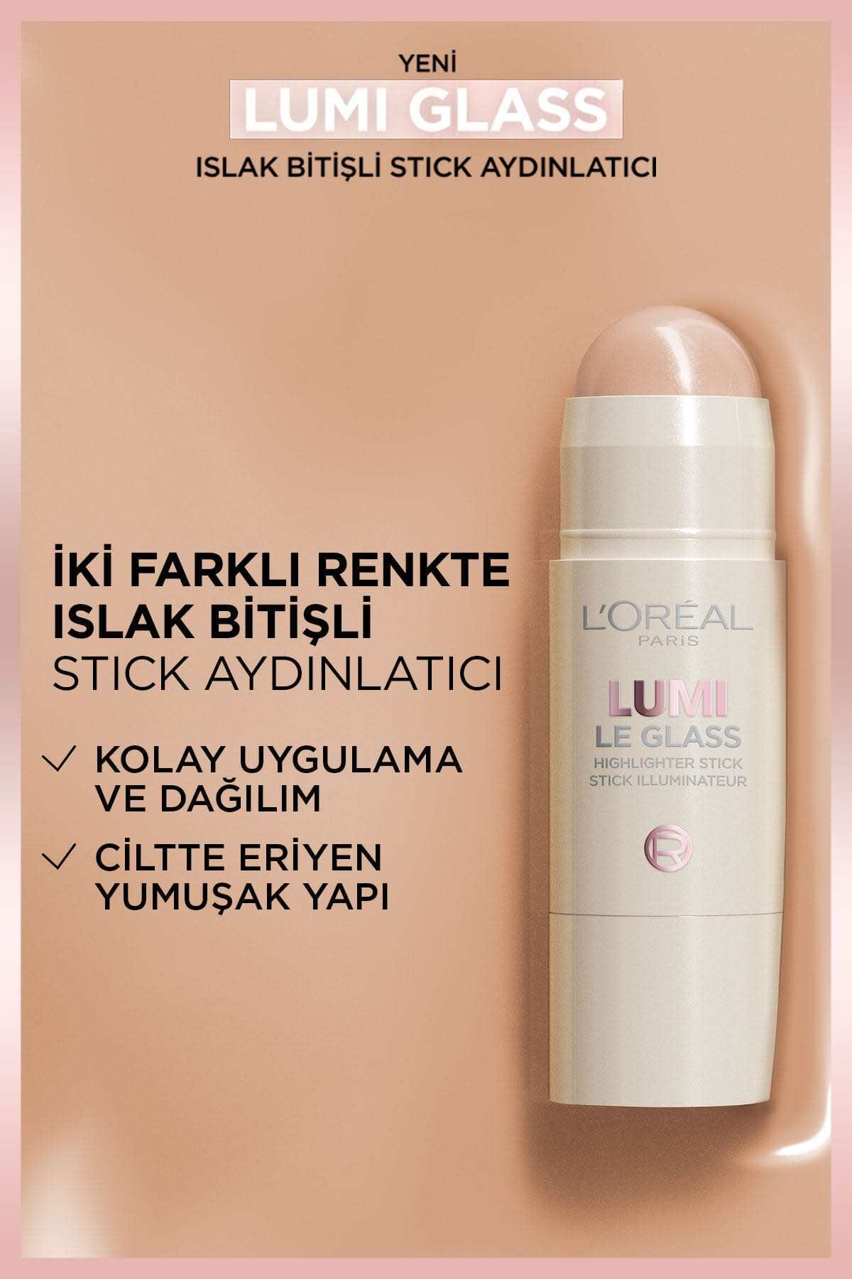 L'Oreal Paris L'Oréal Paris Lumi Glass Islak Bitişli Stick Aydınlatıcı - 620 Glassy Pink Ballet - Görsel 3