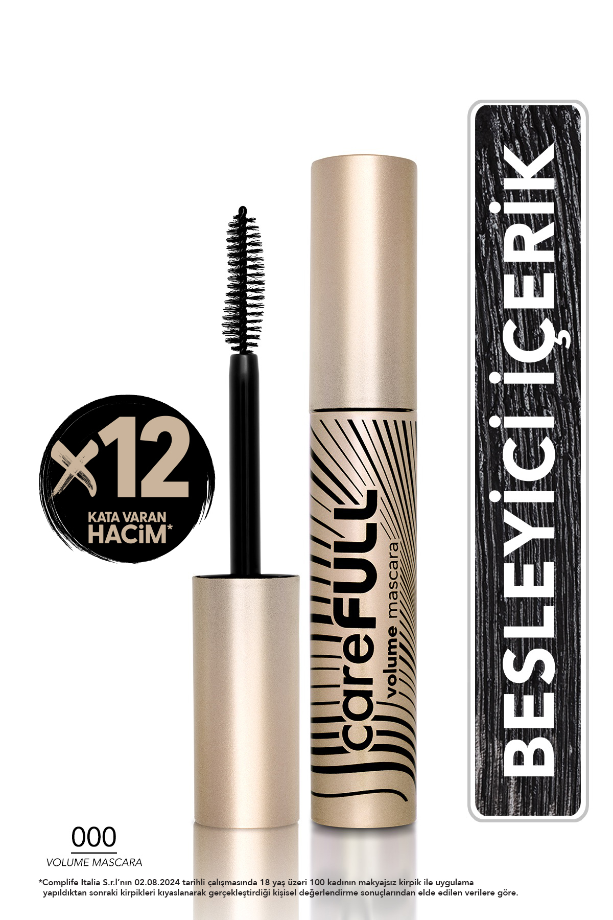 Flormar Hacim Veren Besleyici Maskara (SİYAH) - Carefull Volume - 000 Black - 8682536084093