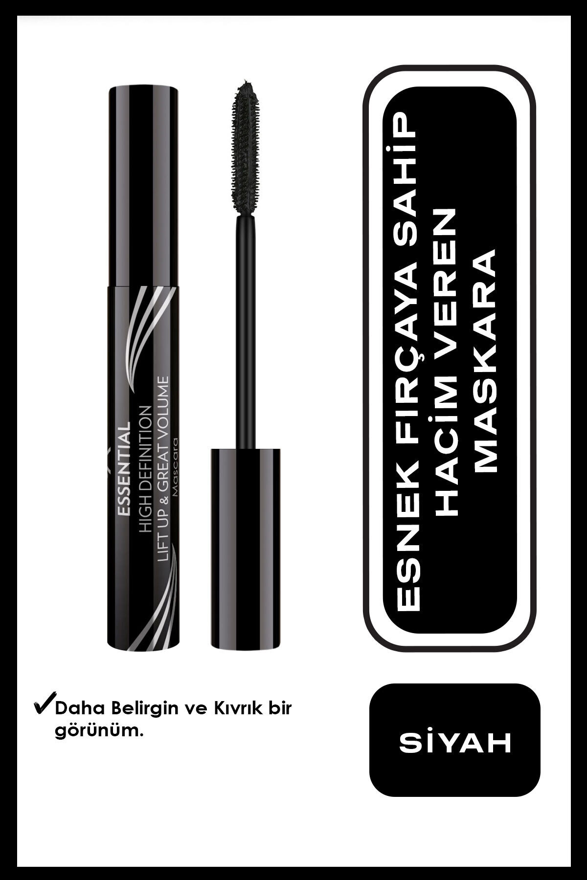 Golden Rose Essential High Definition and Liftup and Great Volume Mascara - Black - Lift Up Ekstra Hacim Veren Maskara