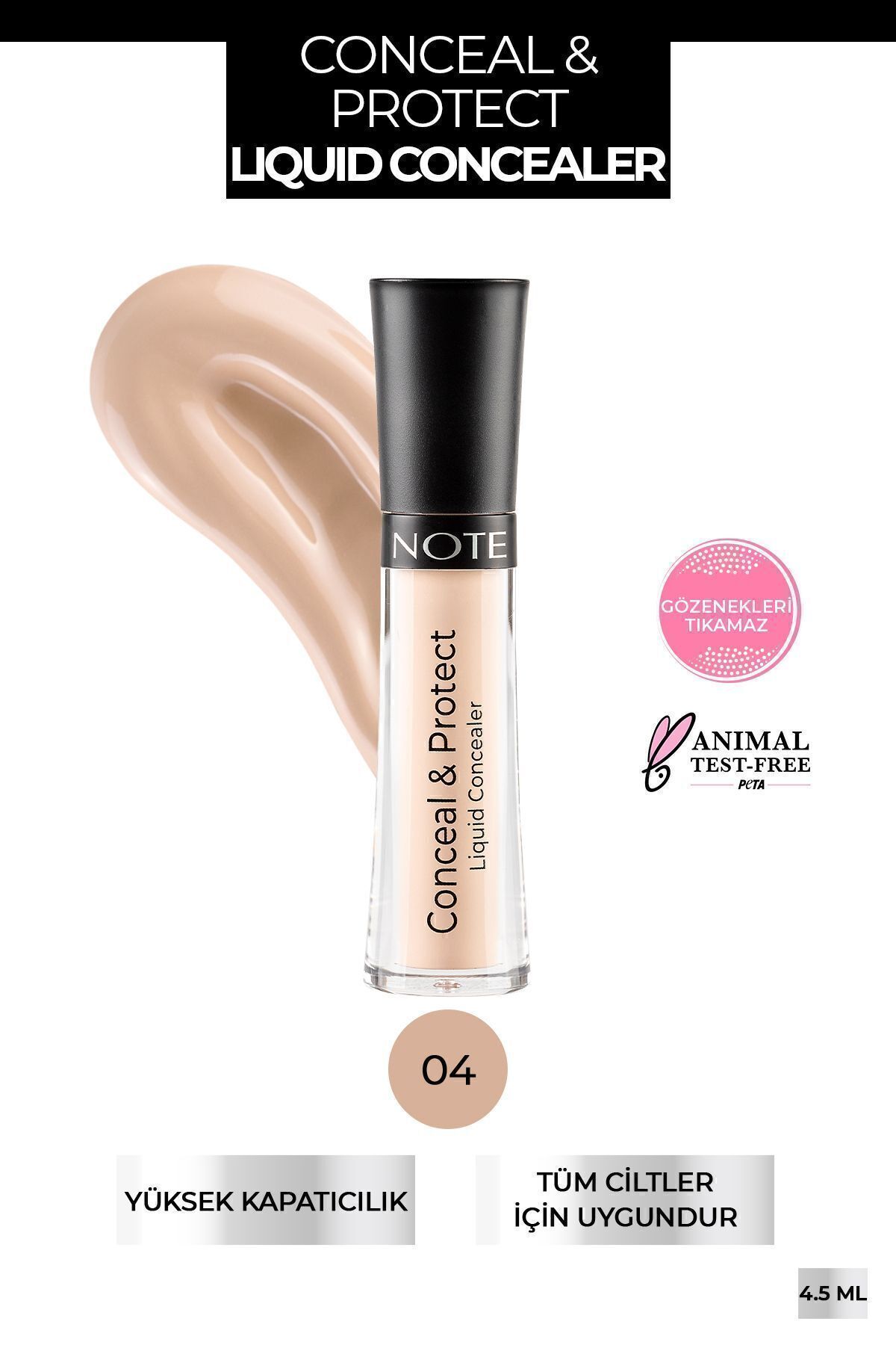 NOTE Conceal & Protect Concealer Likit Göz Altı Kapatıcısı - 04 Porcelain