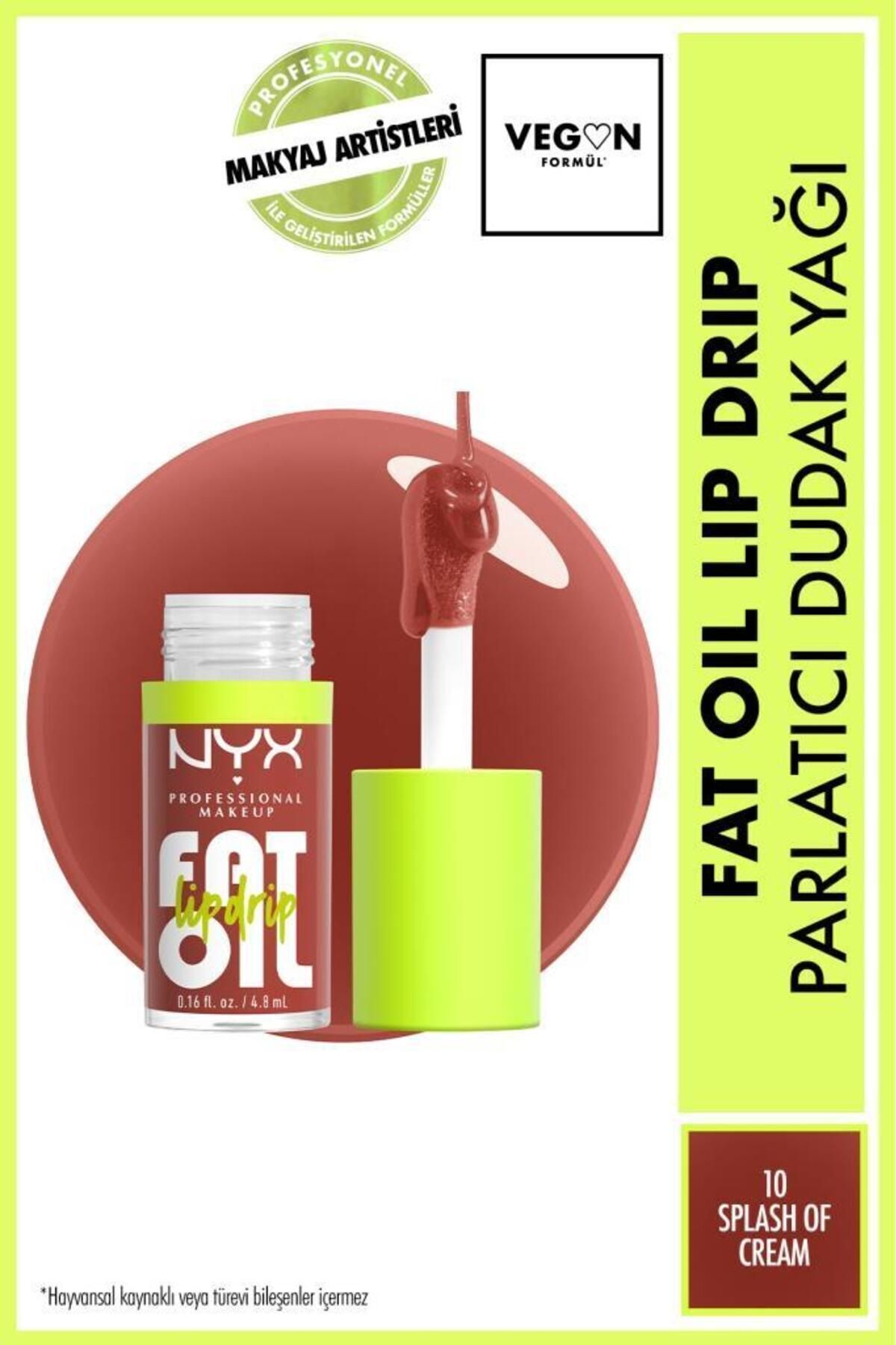 NYX Professional Makeup Fat Oil Lip Drip Parlatıcı Dudak Yağı - Splash Of Cream