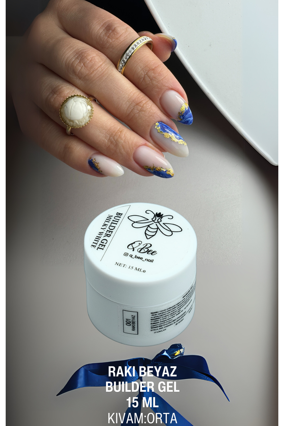 QBEE PROFESSIONAL 15ml Protez Tırnak Jeli Builder Gel Rakı Beyaz TPO&HEMA FREE