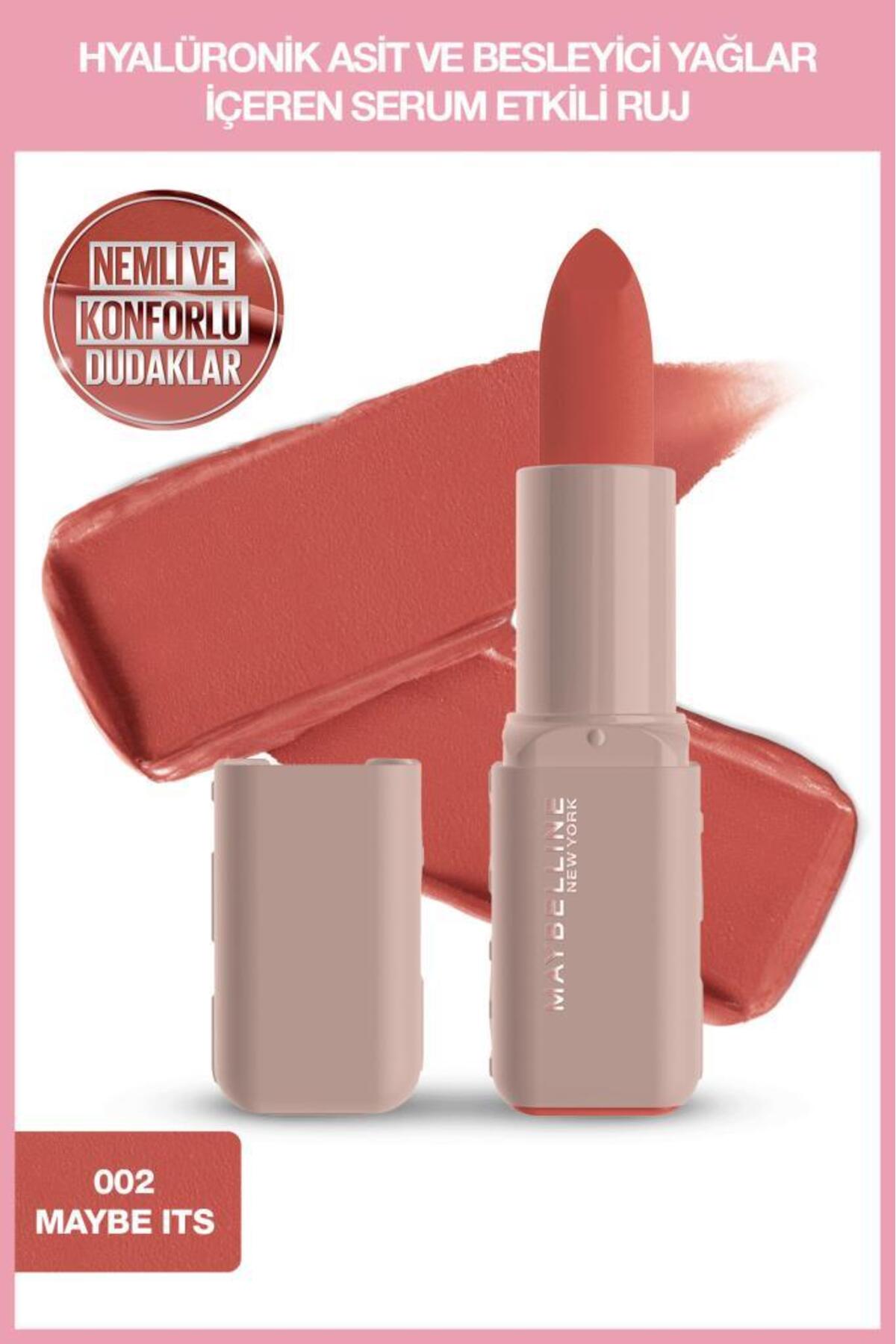 Maybelline New York Serum Etkili Hyalüronik Asit ve Besleyici Yağ İçeren Ruj - 002 Maybe It's