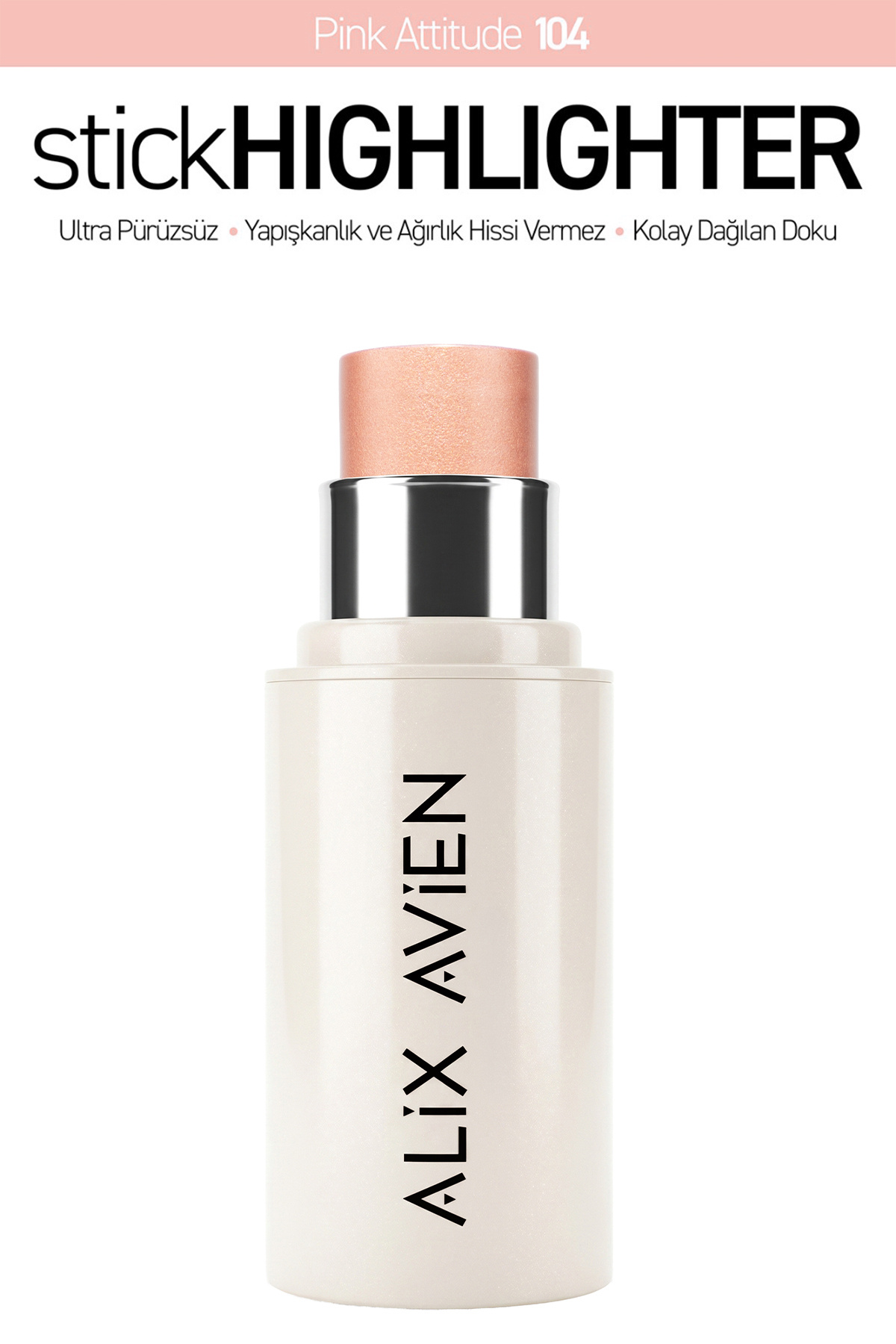 Alix Avien Parlak Işıltılı Nemlendirici Krem Stick Aydınlatıcı - Stick Highlighter 104 Pink Attitude