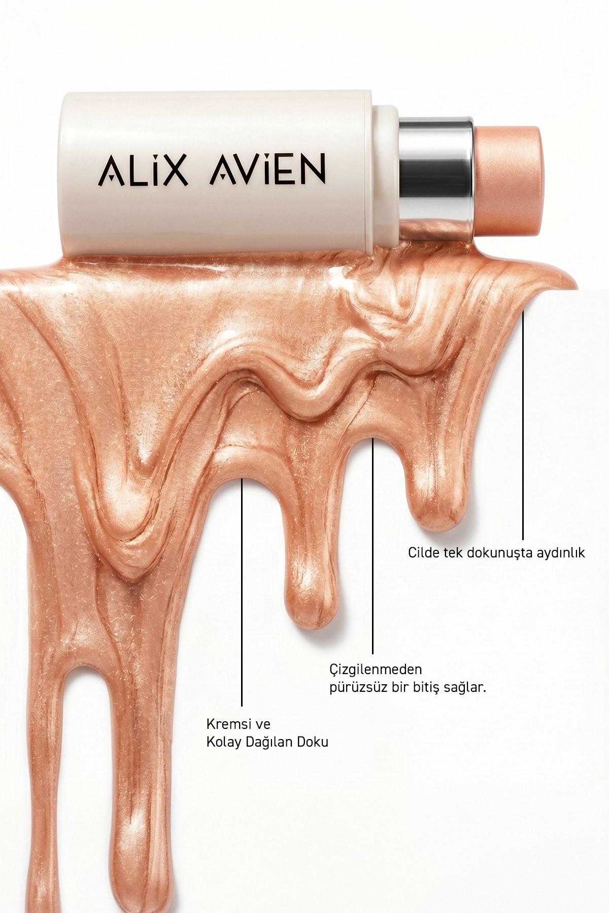 Alix Avien Parlak Işıltılı Nemlendirici Krem Stick Aydınlatıcı - Stick Highlighter 104 Pink Attitude - Görsel 3