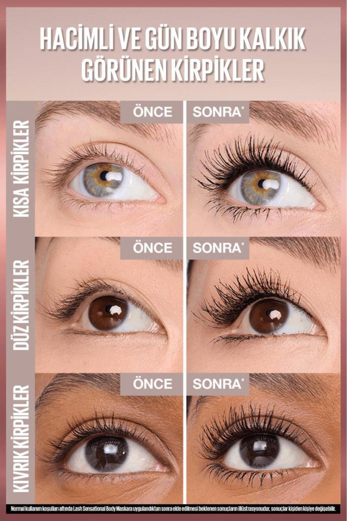 Maybelline New York Lash Sensational Body Maskara - Hacimli ve Gün Boyu Kalkık Görünen Kirpikler - Görsel 3