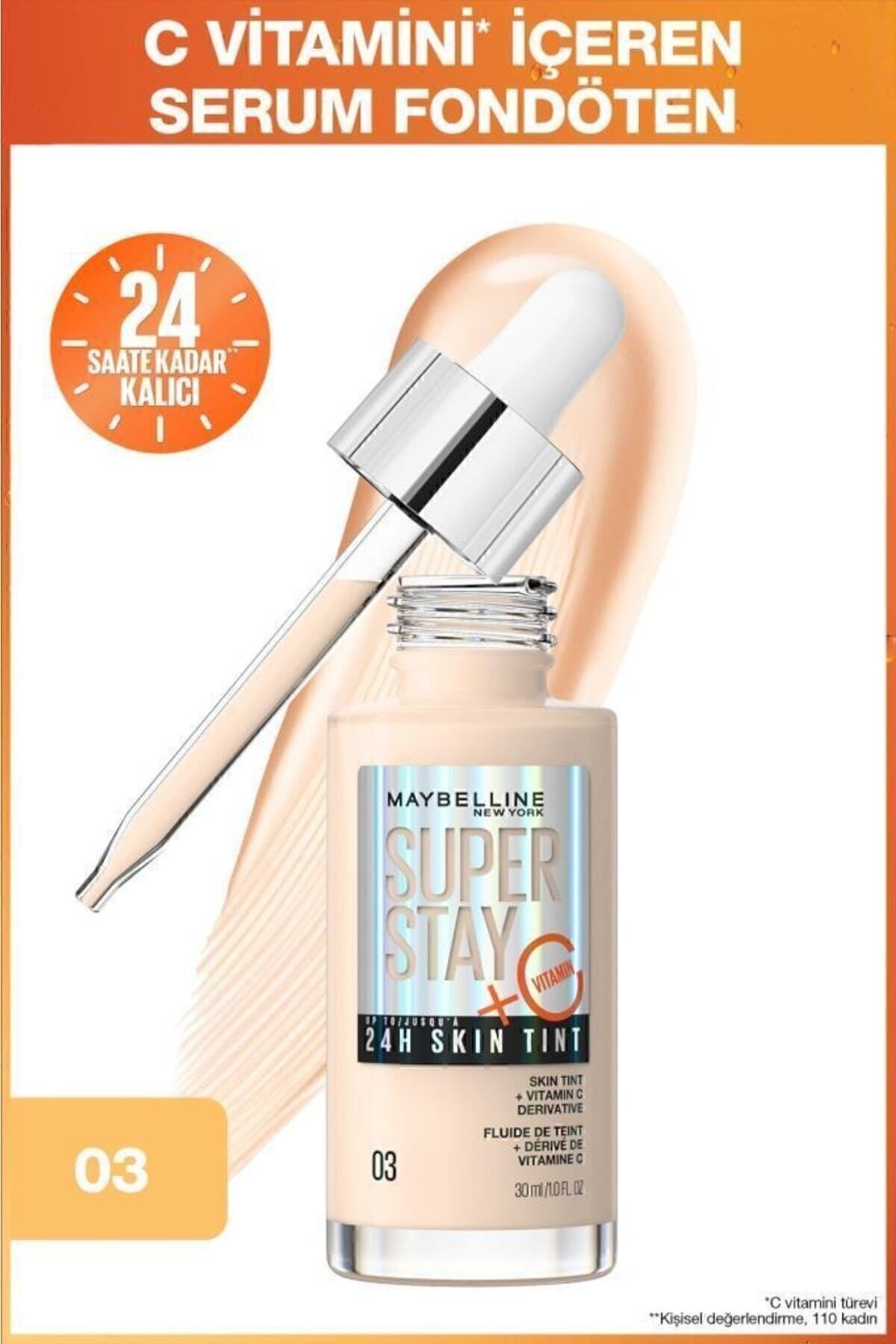 Maybelline New York Super Stay Skin Tint Kapatıcı C Vitaminli Fondöten - 03