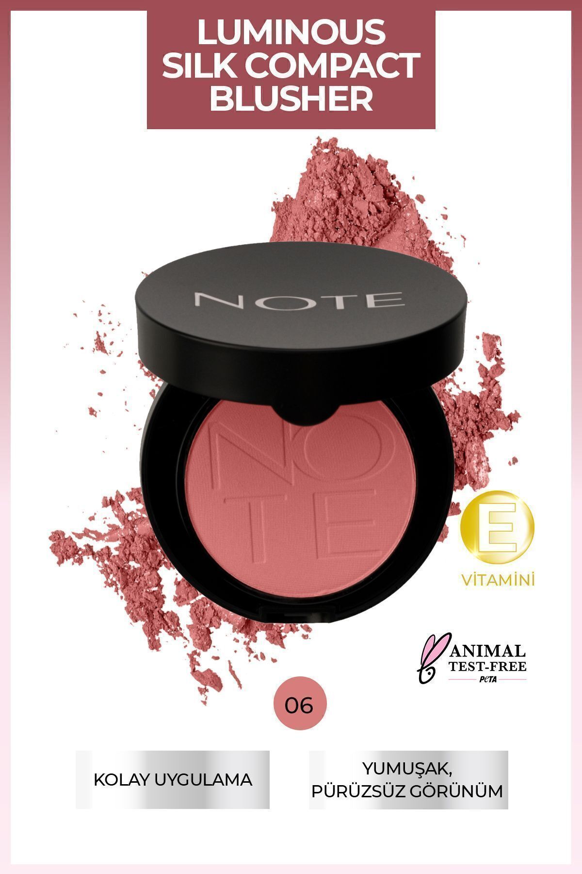 NOTE Luminous Silk Compact Blusher Toz Allık - 06 Sandy Pink
