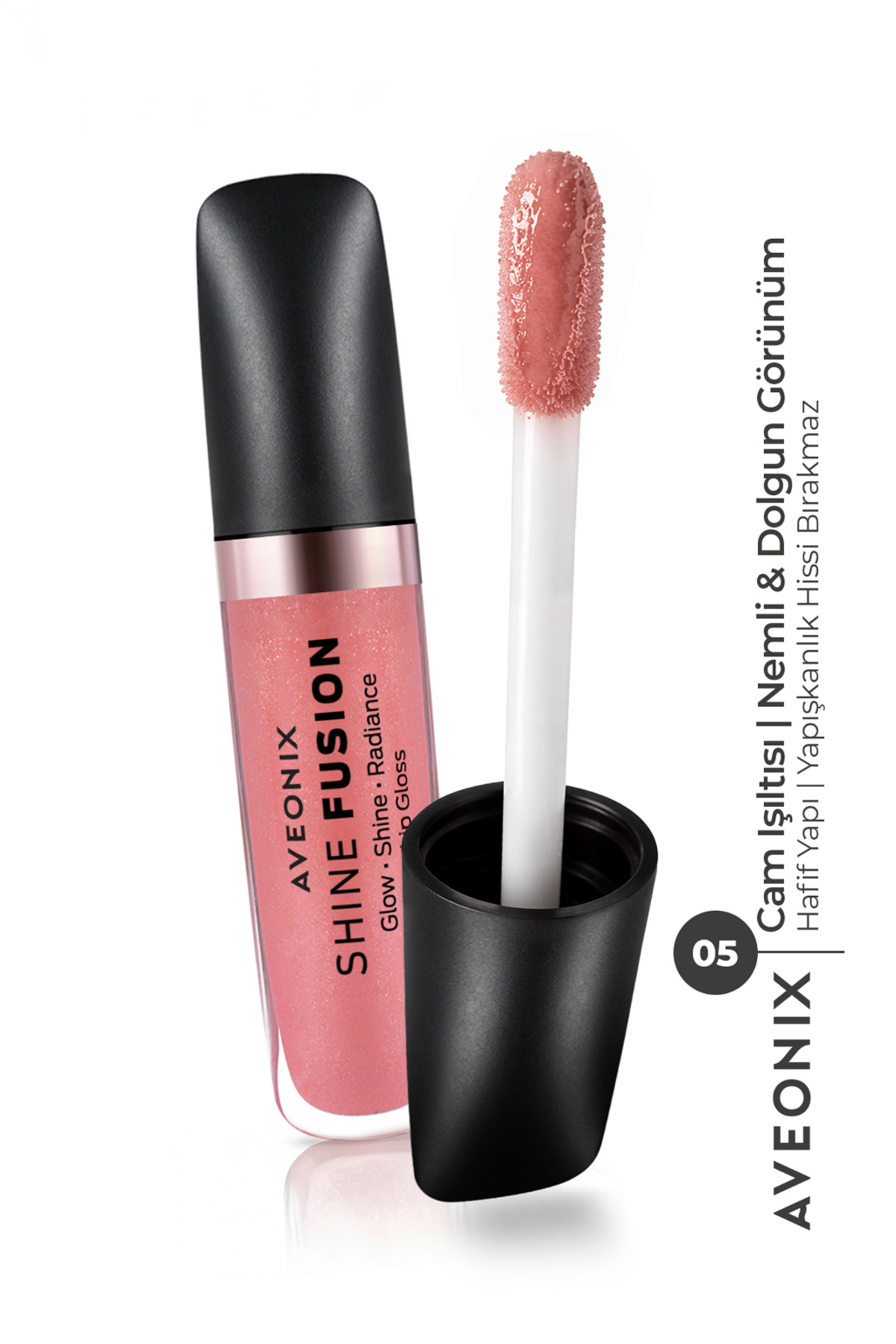 AVEONIX Doğal Işıltı Veren Shine Veil Lip Gloss 05 Parlak Bitişli Dolgun Dudak Parlatıcısı