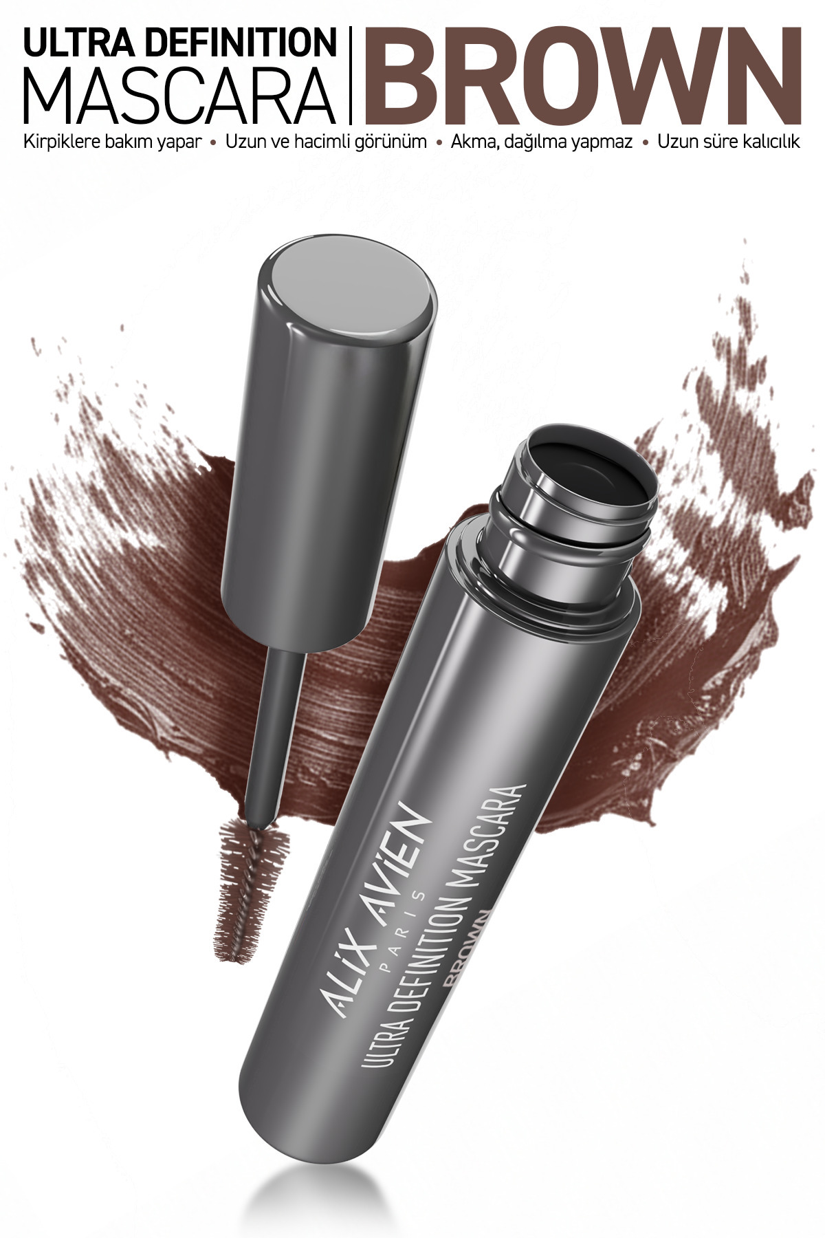 Alix Avien Dolgun Kirpik, Kıvrım ve Hacim Verici Kalıcı Etkili Kahverengi Maskara-Ultra Definiton Mascara Brown