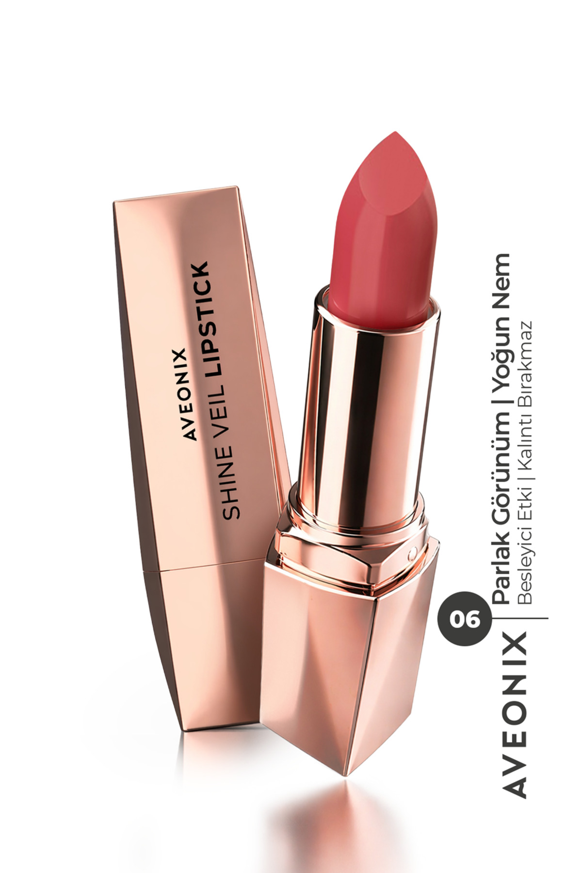 AVEONIX Shine Veil Parlak Ruj 06 Nemlendirici Pürüzsüz Dolgun Dudak Etkili Lipstick