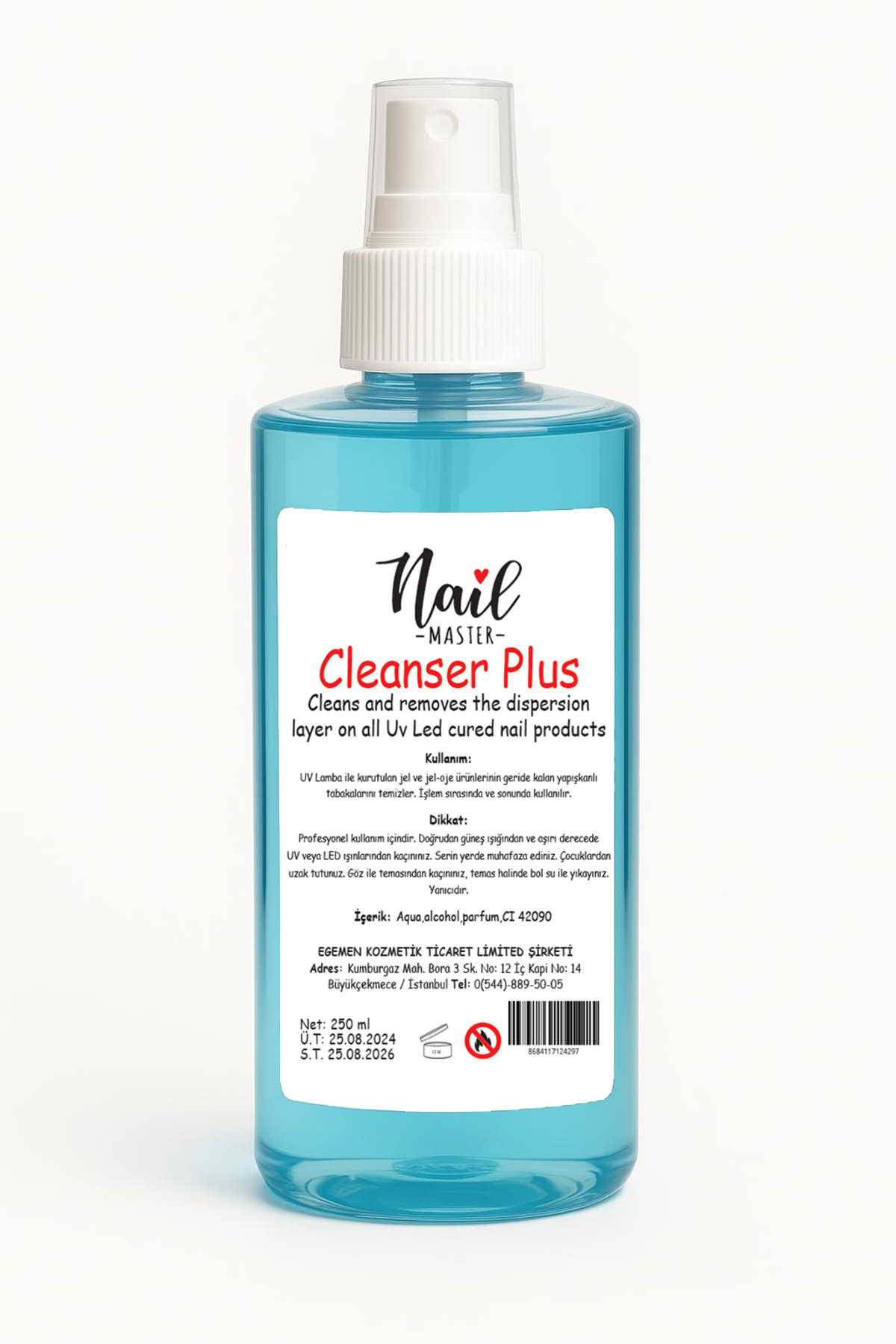 Nail Master Kalıcı Oje Protez Tırnak Yapışkanlık Temizleme Spreyi Cleanser 250ml