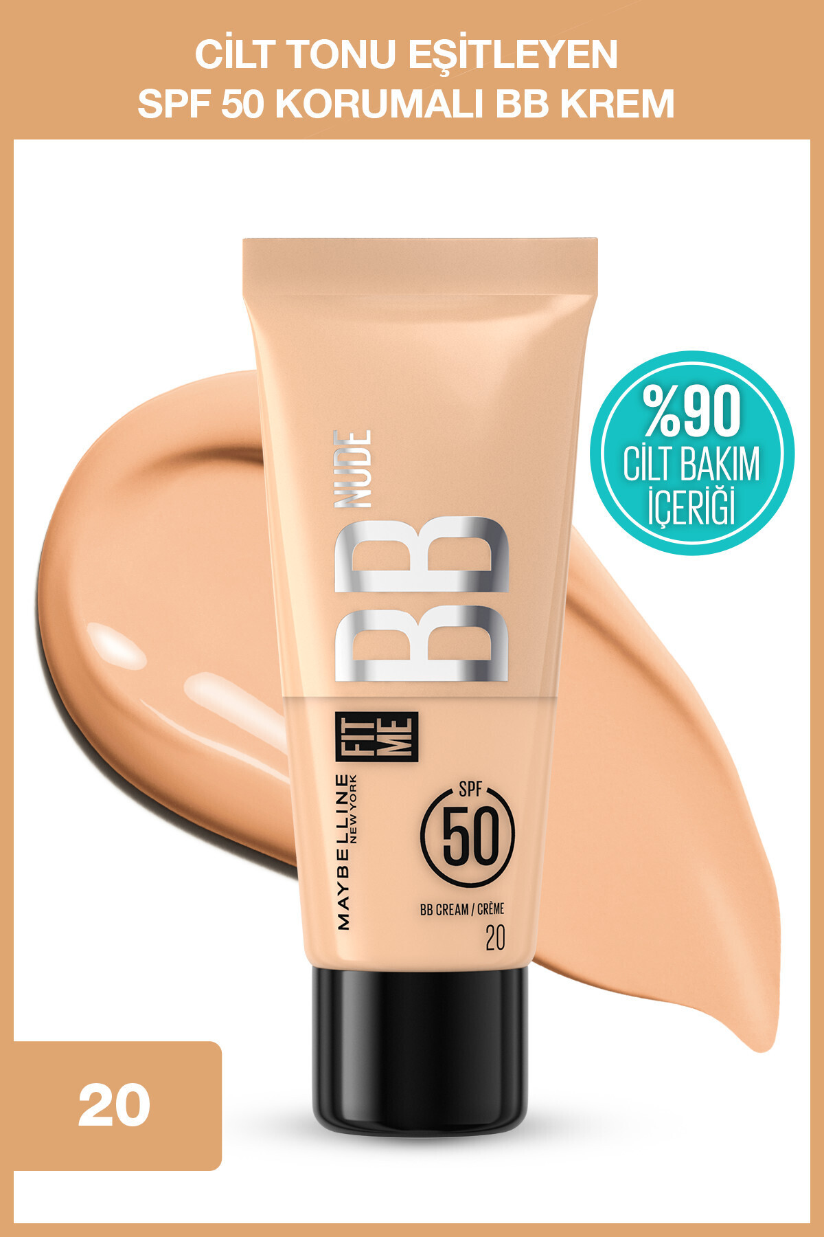 Maybelline New York Fit Me Nude Cilt Bakımı Etkili Nemlendirici SPF50 BB Krem - Sıcak Açık Ton