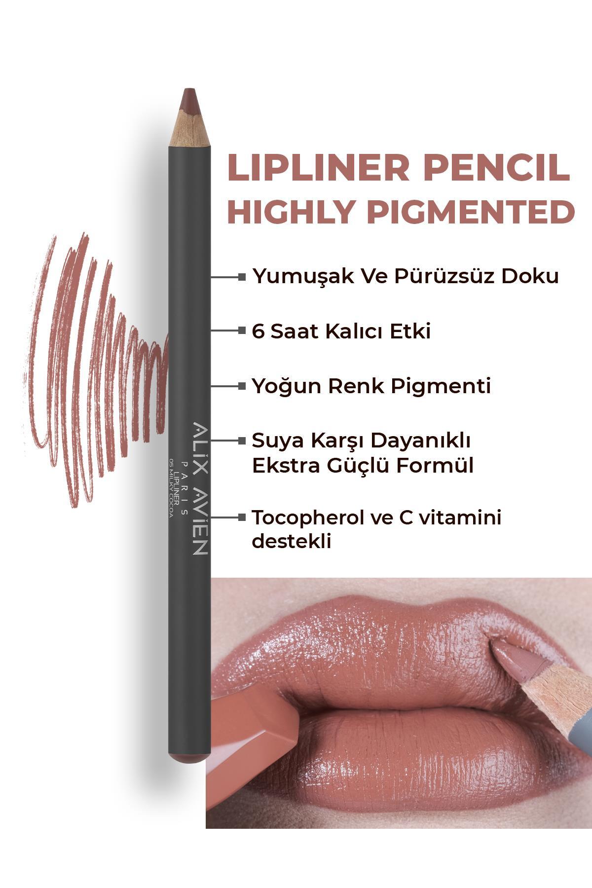 Alix Avien Uzun Süre Kalıcı Dağılma Yapmayan Nemlendirici Dudak Kalemi - Lipliner Pencil 05 Milky Cocoa