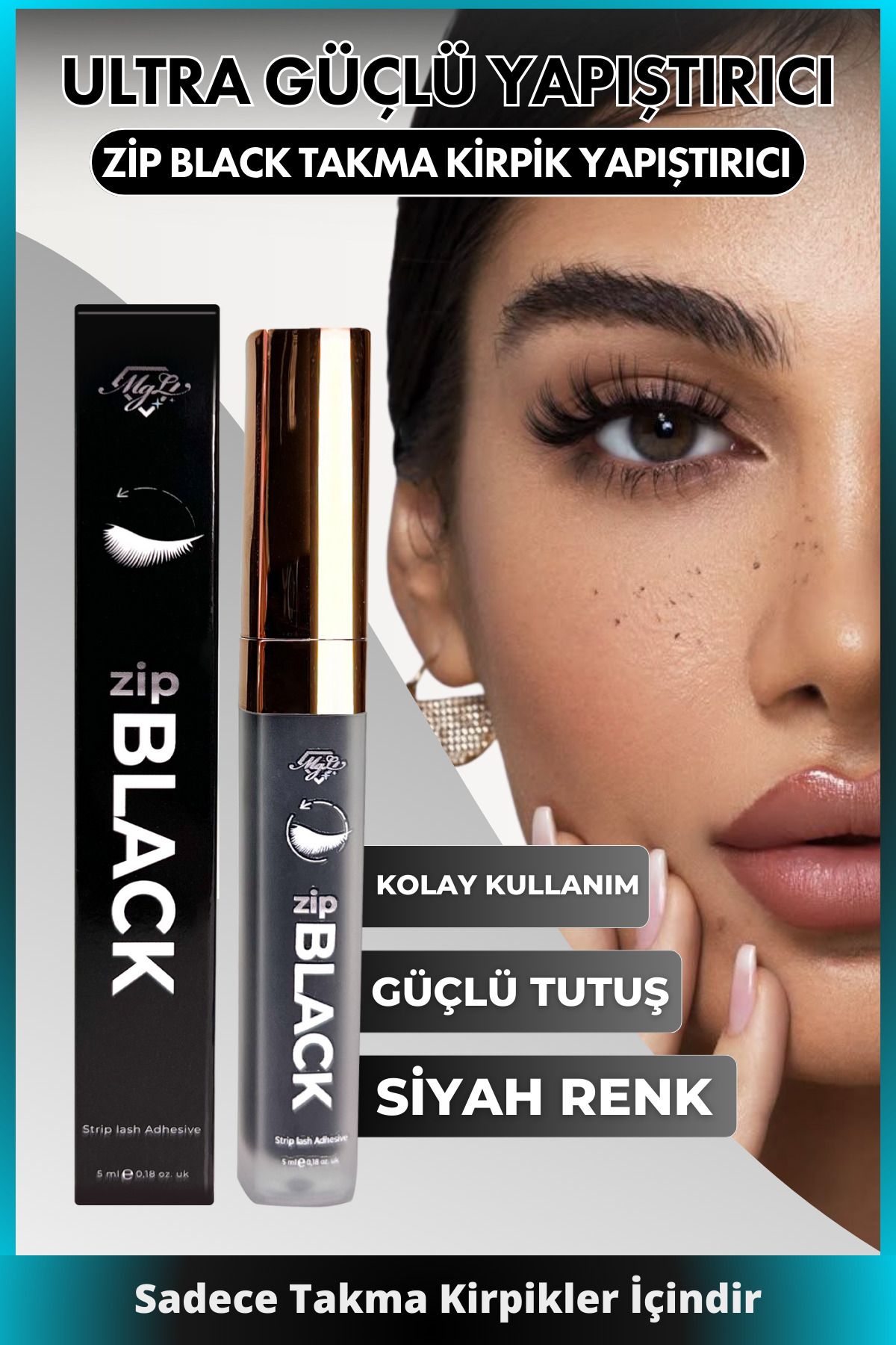 Magic Lash Zip Black Ultra Güçlü Siyah Ekspres Volume Takma Kirpik Yapıştırıcı Mükemmel Kalıcılık