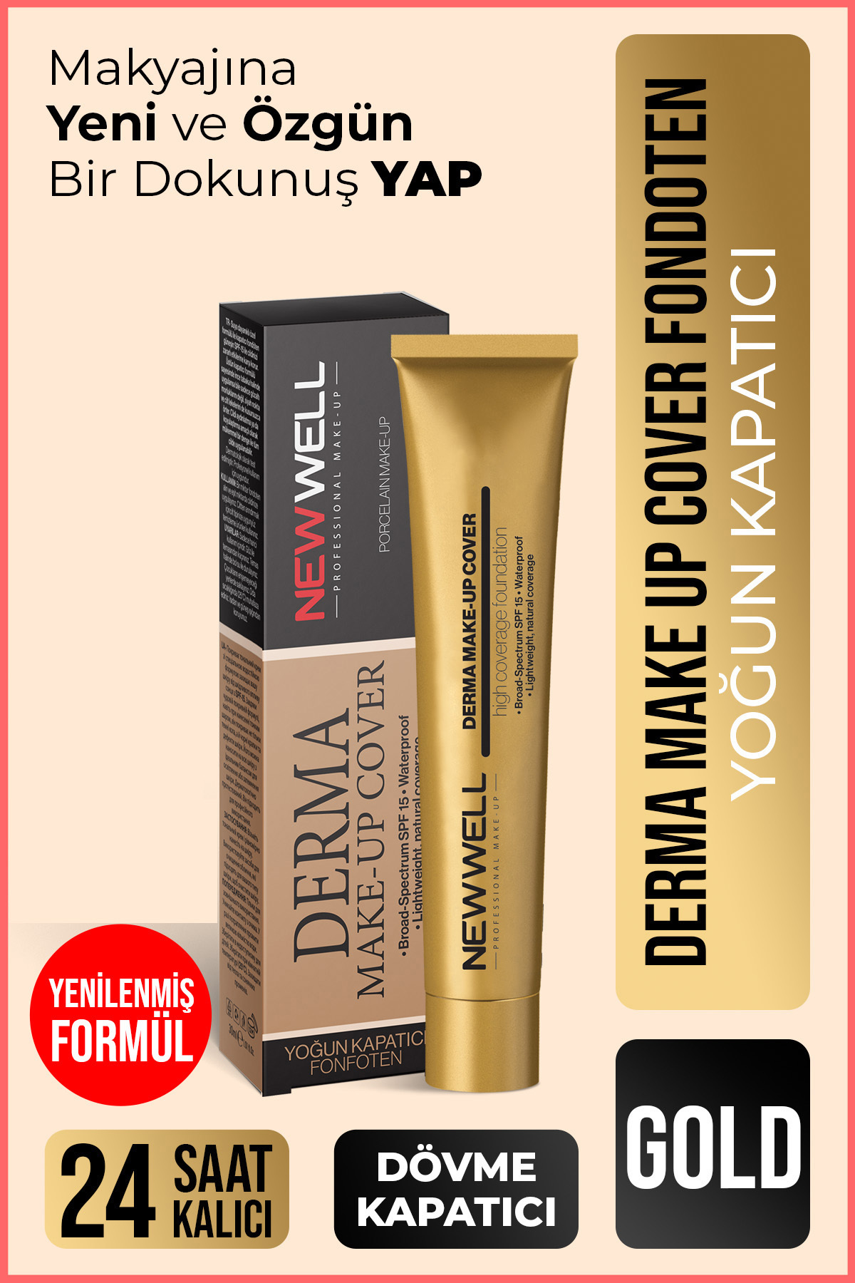 New Well Derma Make-up Cover Fondöten - Gold