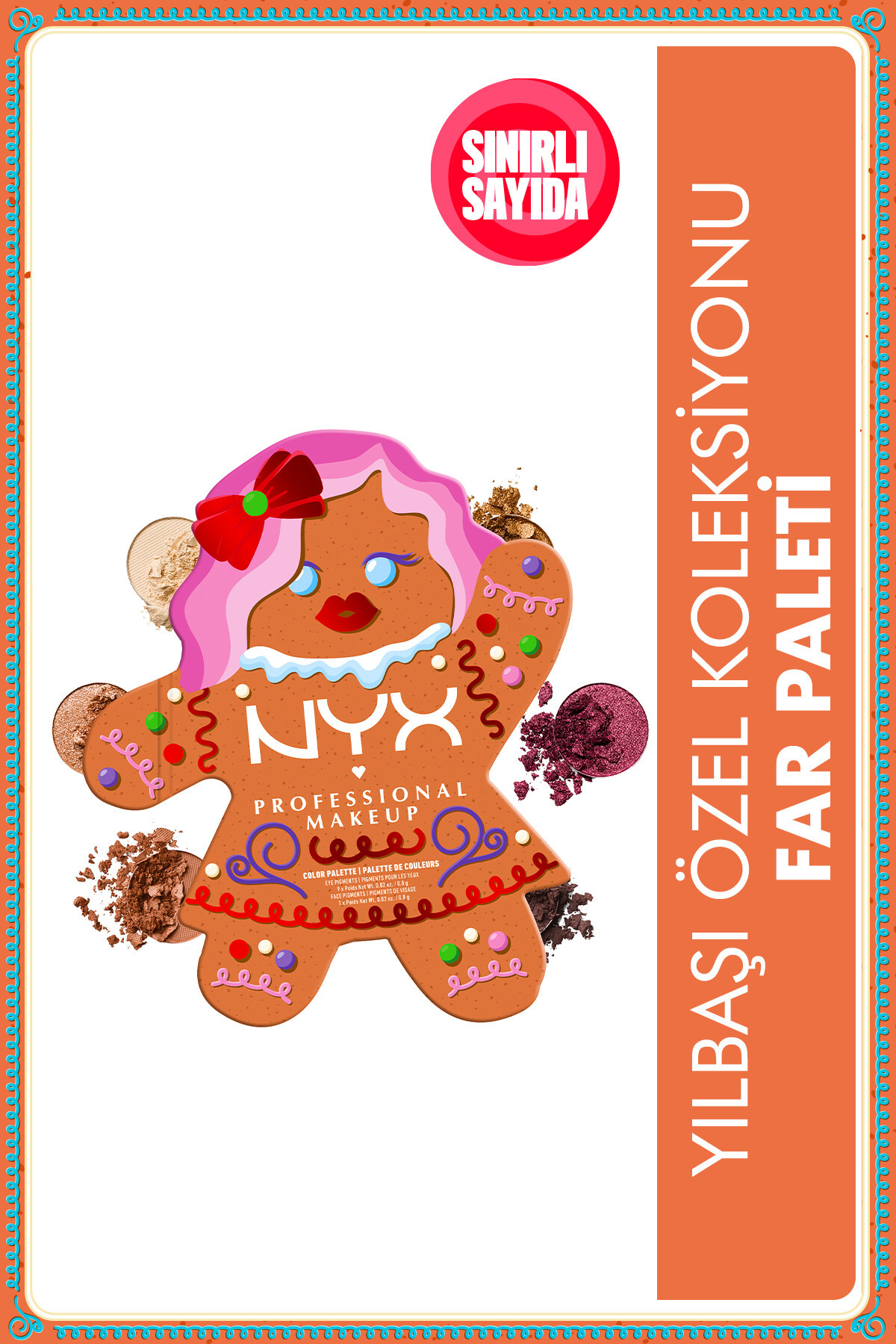 NYX Professional Makeup Holiday Özel Koleksiyonu Gingerbaddie Eyeshadow Far Paleti