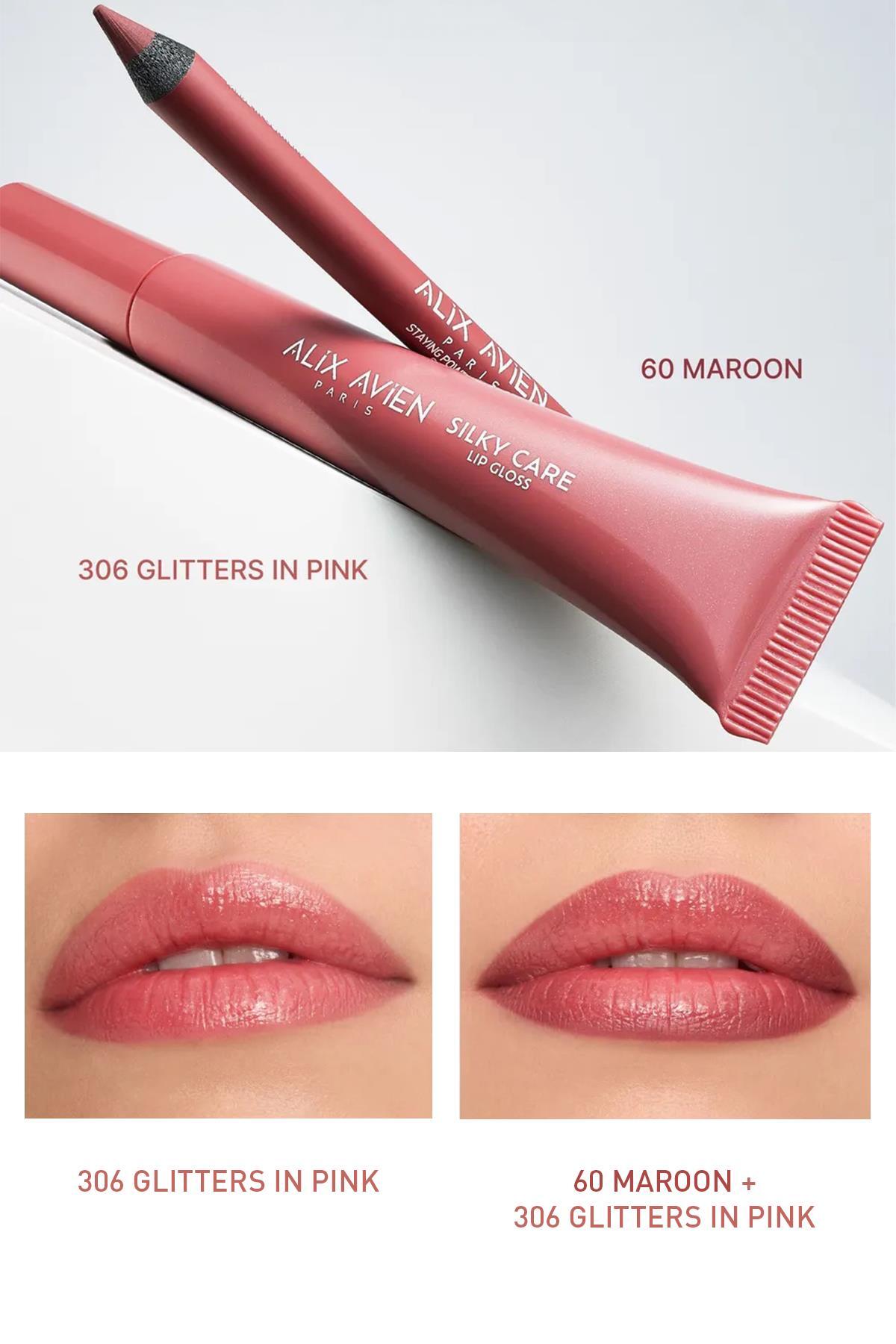 Alix Avien Dolgun Gürünüm ve Nemlendirici Etkili Dudak Parlatıcısı - Silky Care Lipgloss 306 Glutters In Pink - Görsel 3