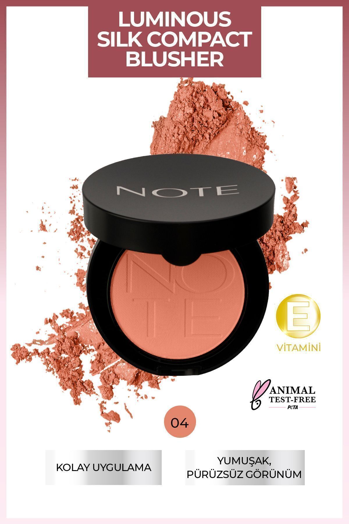 NOTE Luminous Silk Compact Blusher Toz Allık - 04 Soft Peach