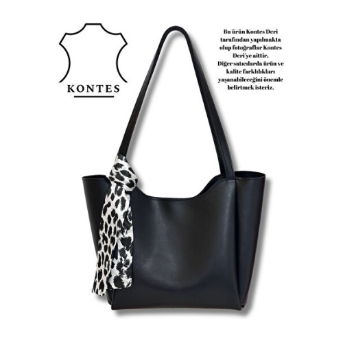 Kontes Kadın fularlı Fermuarlı Shopper El Ve Omuz Çantası