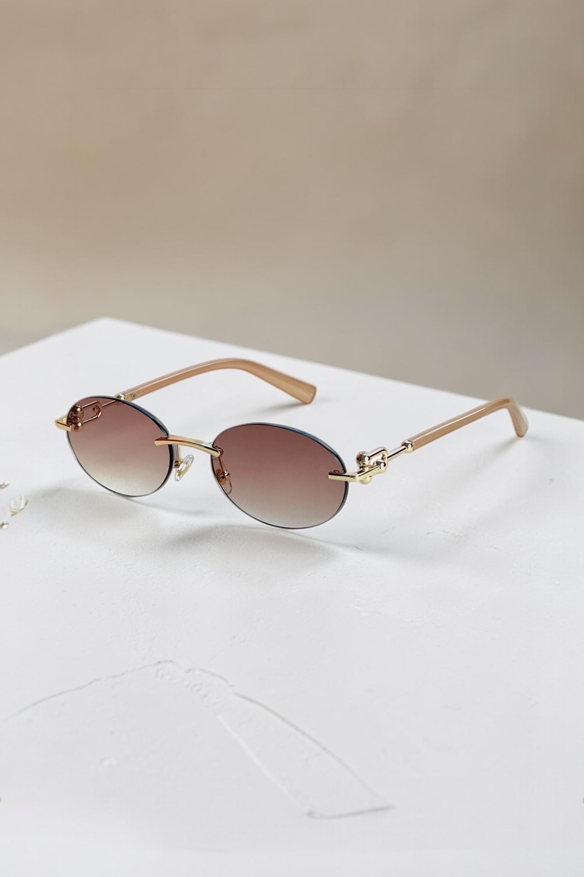 REN EYEWEAR DERLA Metal Oval Kadın Güneş Gözlüğü Degrade Kesme Cam UV400 Korumalı