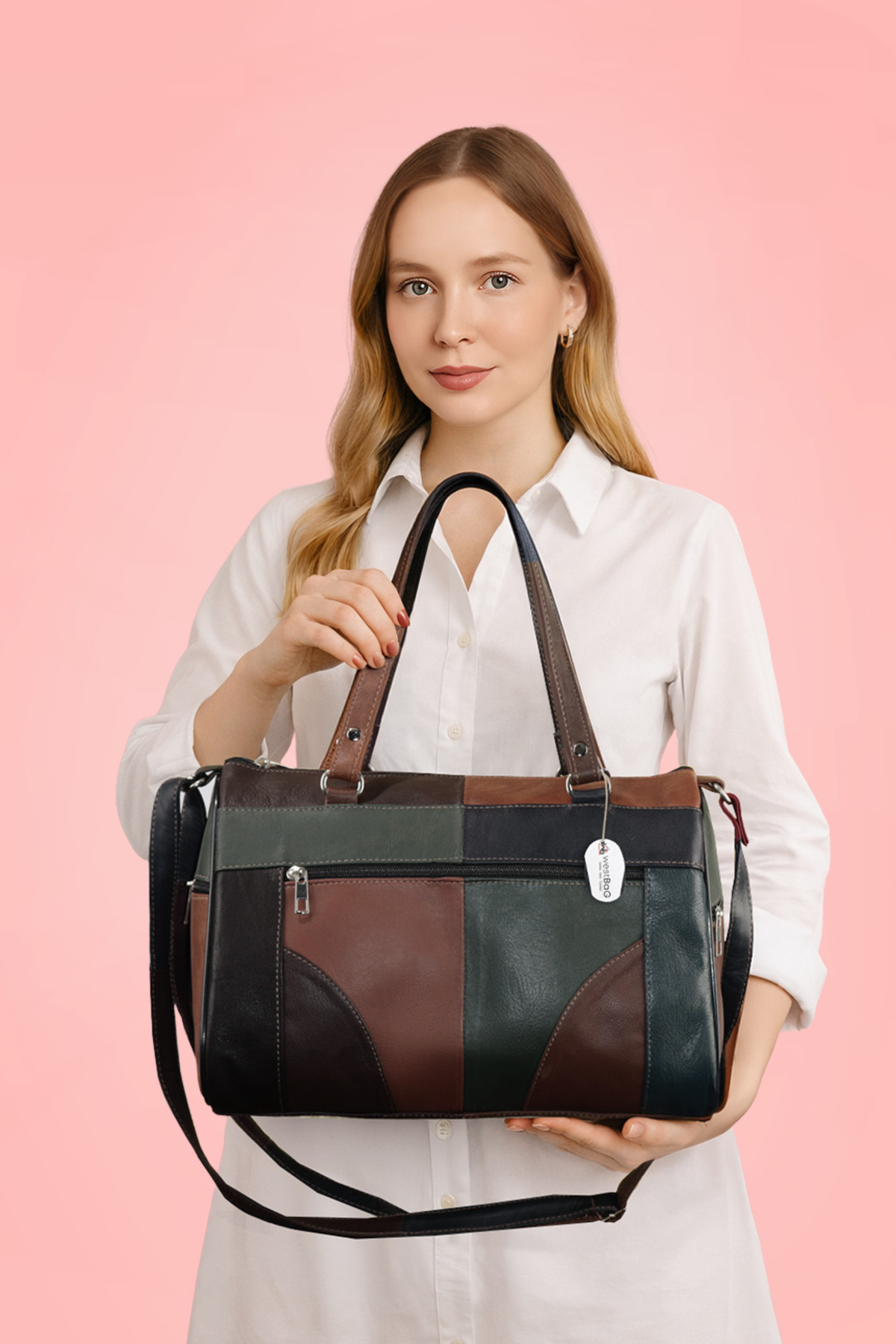 westbag Hakiki Deri Lüks Çok Renkli Kol Omuz Askılı Çapraz Postacı Çok Gözlü Siyah Çanta