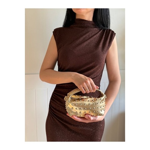 lalettobags Kadın Elya Model Zımbalı Zincir Askılı Mini El Ve Omuz Çantası