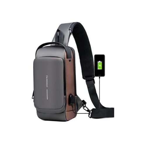 Telpox Usb Şarj Portlu ve Kilitli Omuz ve Göğüs Çantası, Şık Tasarım, Powerbank Bağlantılı