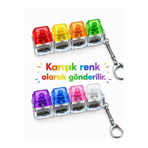 Akıllı Cep Dünyası Çok Renkli 4 Tuşlu Işıklı Stres Atıcı Tuş Anahtarlık Mekanik Sesli Tuş Hissi • Eğlenceli Kullanım 1 ad.
