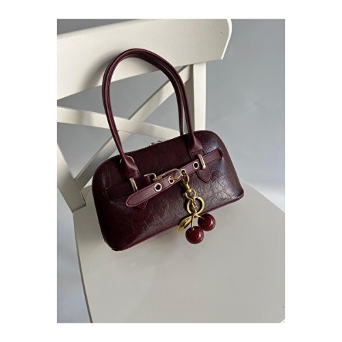 Mia Collection Carlos Model El Ve Kadın Omuz Çantası Bordo ( Charm Dahil Değildir )