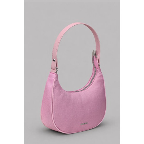 Housebags Kadın Kanvas Pembe Yarım Ay Kol Çantası 242