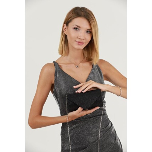 efnanstore Siyah Çizgili Çupra Abiye Çanta