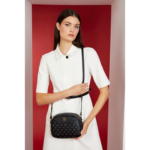 Pierre Cardin Siyah Monogram Kadın Omuz Çantası 05PO22Y1534