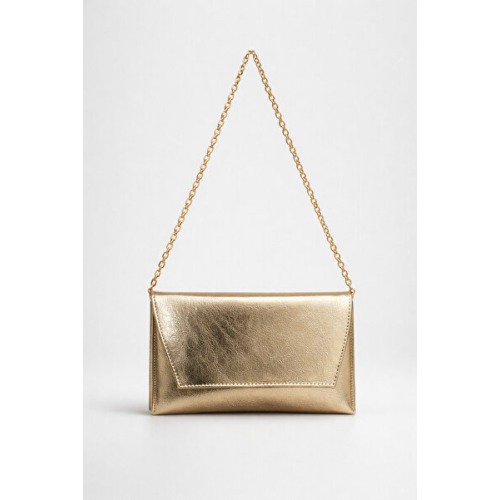 Madamra Altın Çanta Deri Görünümlü Zincir Askılı Kadın El ve Omuz Çantası – Şık Portföy Clutch