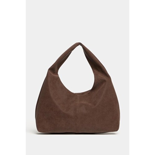 Madamra Kahverengi Süet Kadın Shopper Omuz Çantası – Yumuşak Form Vintage Model