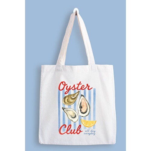 designedfy Oyster Club Su Geçirmez Baskılı Bez Çanta, Tote Bag