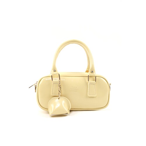 Shaka Sarı Shk207 Butter Yellow Suni Deri Charm Detaylı Fermuarlı Askılı El, Kol ve Omuz Çantası
