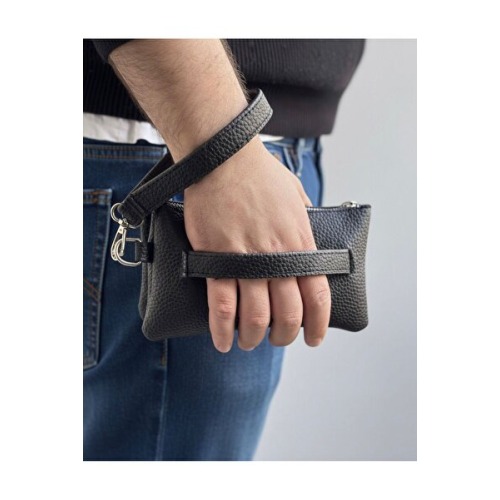 JR Boutique Erkek El Çantası 3 Bölmeli Slim Portföy-Çıkarılabilir Askılı Suni Deri Clutch Cüzdan