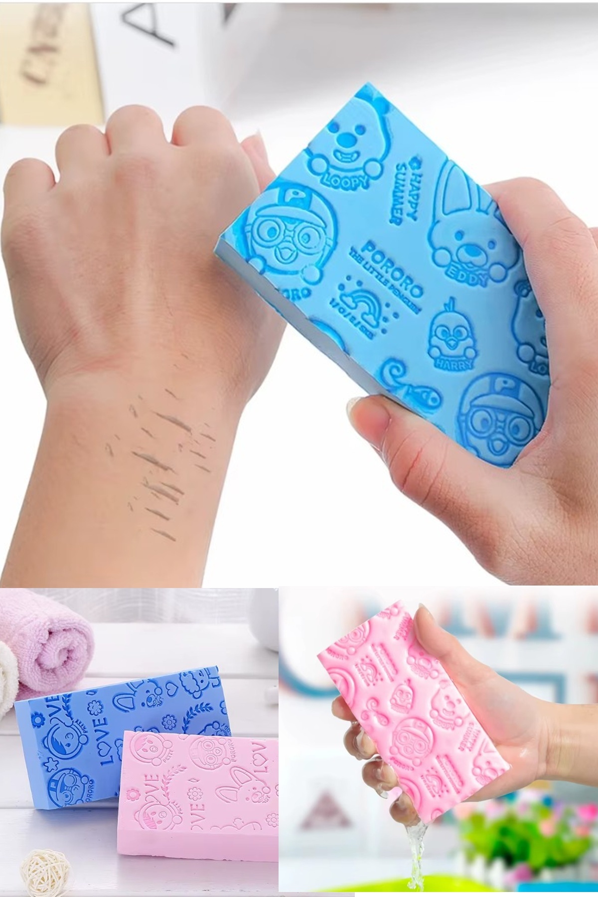 İndirimKap Banyo Vücut Duş Süngeri Sihirli Vücut Ölü Deri Sökücü Vücut Masaj Peeling Fırçası Süngeri