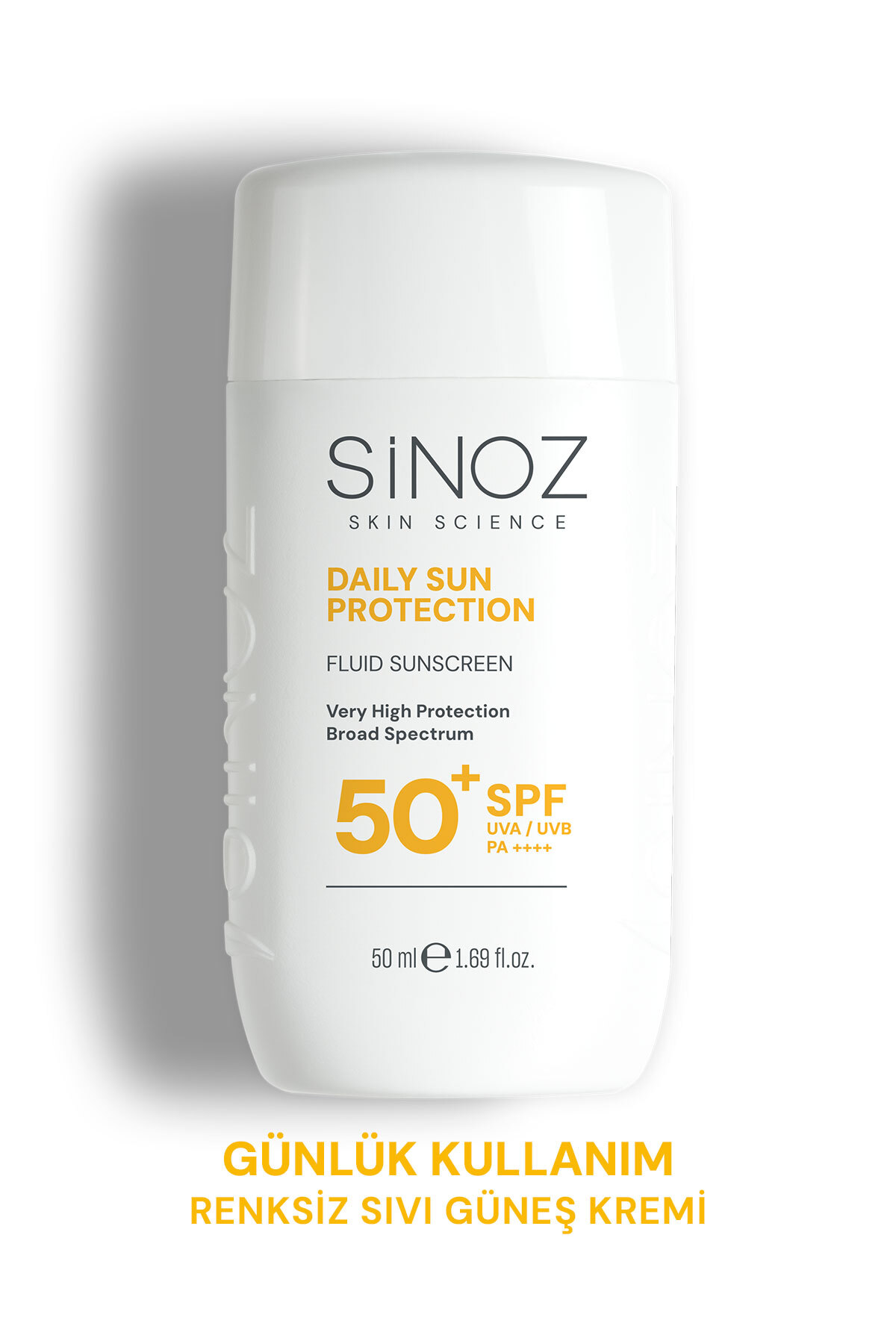 SİNOZ SPF50+ Günlük Kullanım Sıvı Yüz Güneş Kremi-Yeni Nesil Güneş Filtreleri-Hibrit Formül-PA++++ 50ml