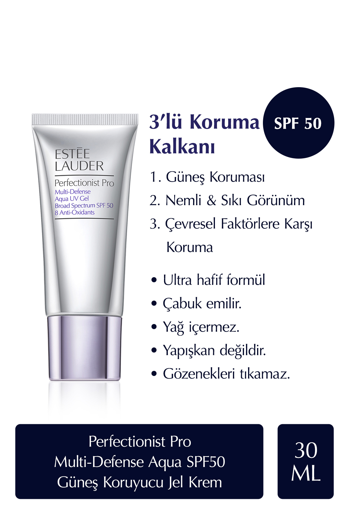 Estee Lauder Güneş Kremi - Perfectionist Pro Multi-Defense Aqua SPF50 Güneş Koruyucu Jel Krem 30ml