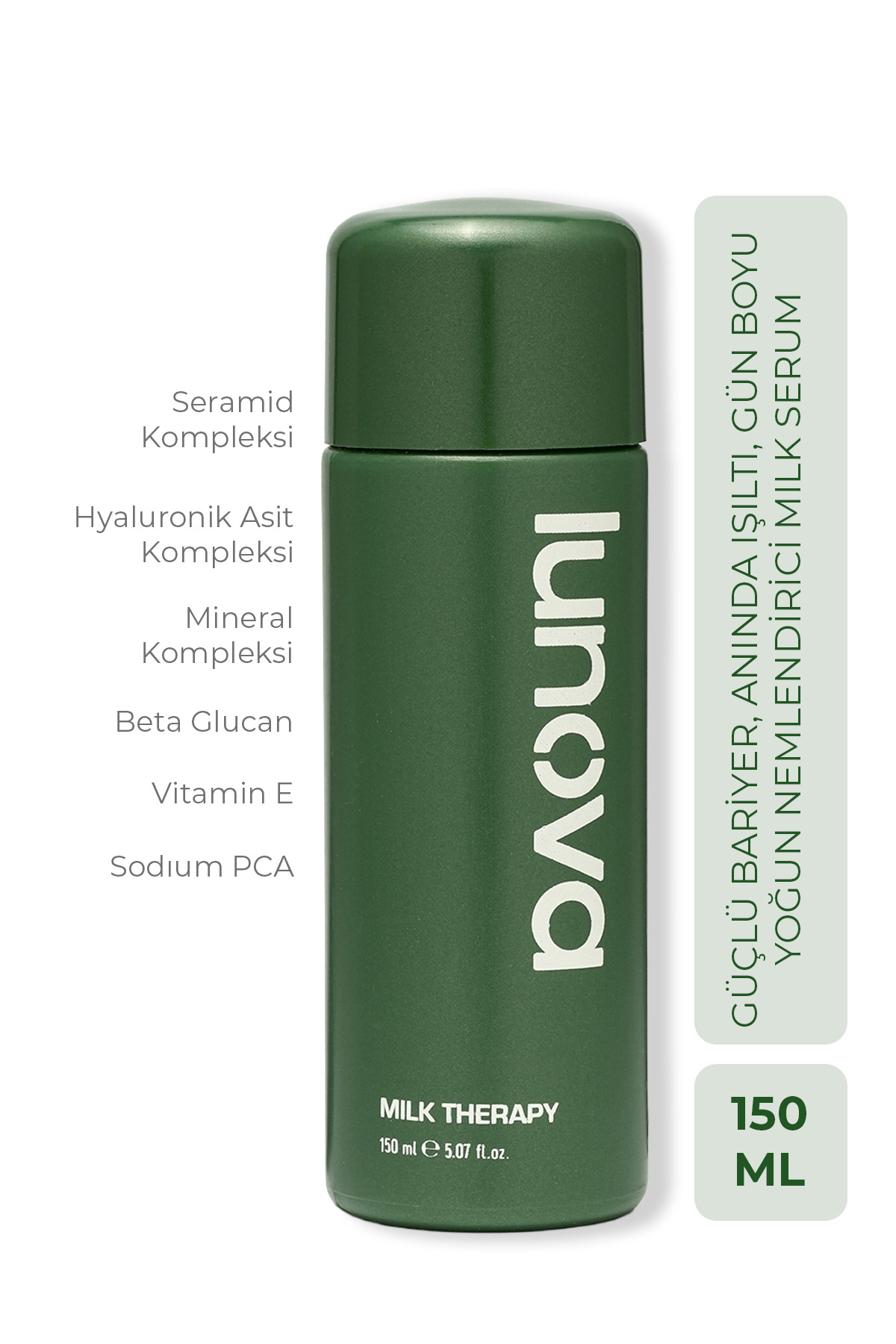 Lunova Milk Therapy Serum 150 ML | Yoğun Nem, Bariyer Güçlendirme, SPF ve Makyaj Bazı Serum