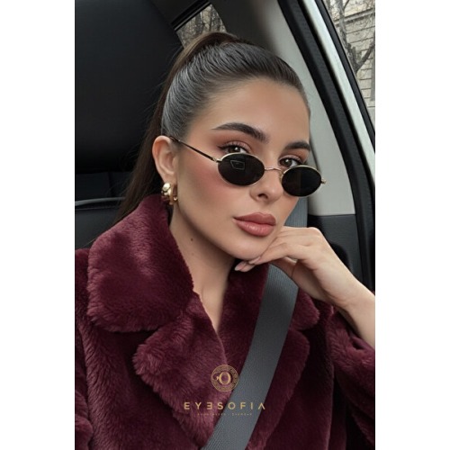 Eyesofia Milenya Gold Siyah Elips Metal Unısex Güneş Gözlüğü