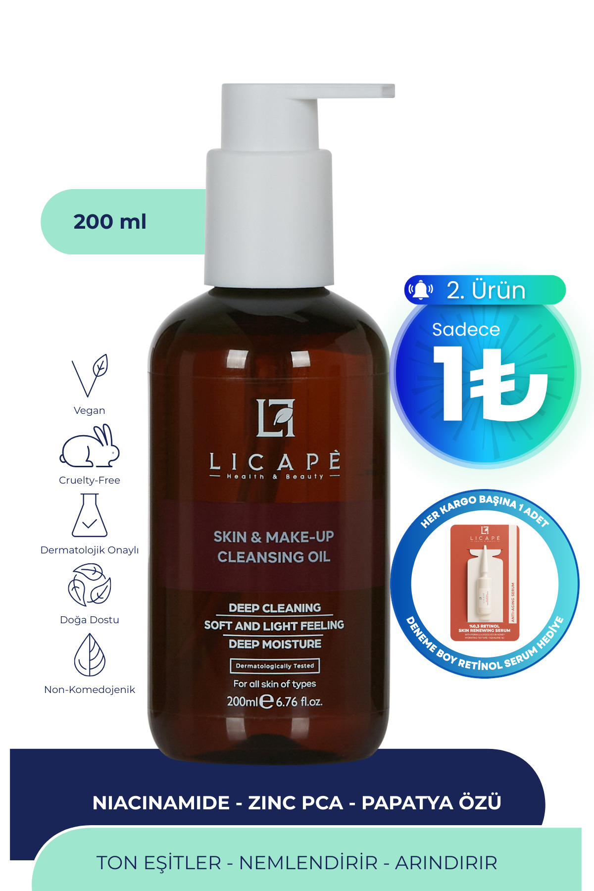 Licape İki Aşamalı Cilt Ve Makyaj Temizleme Yağı 200 ml