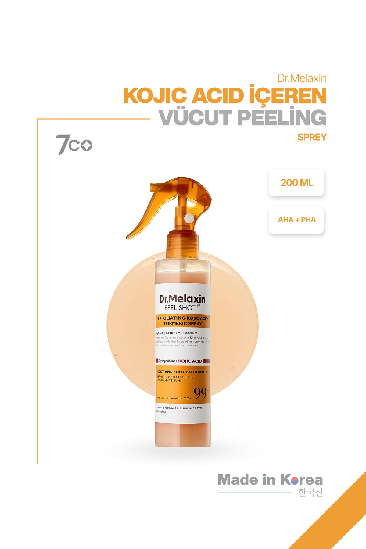 Dr.Melaxin Kojik Asit İçerikli Vücut Peeling Spreyi – Batık ve Kararma Karşıtı Bakım 200ml