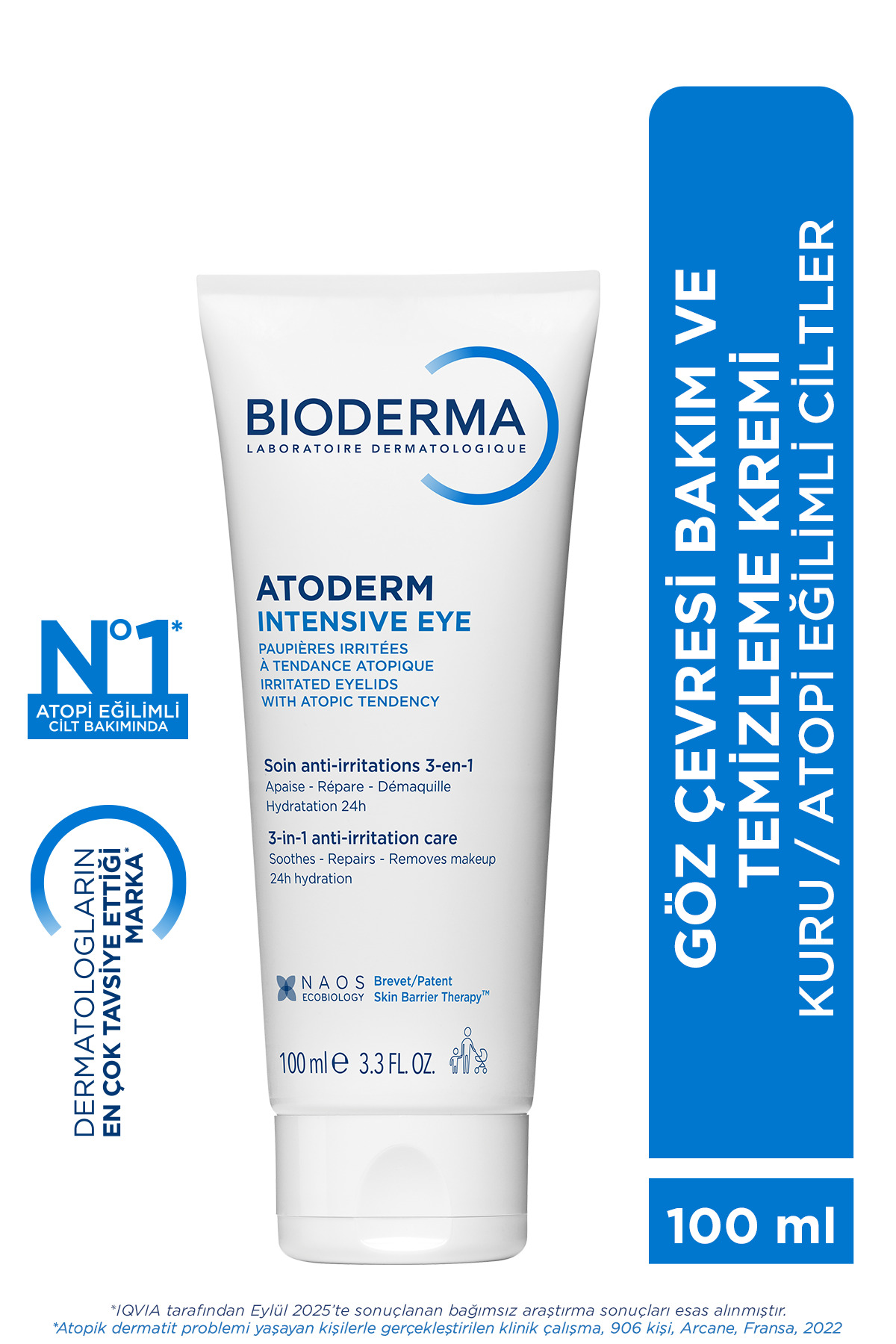 Bioderma Atoderm Intensive Eye Kuru, Atopi Eğilimli Cilt Hyalüronik Asit İçeren Nemlendirici Göz Kremi 100ml