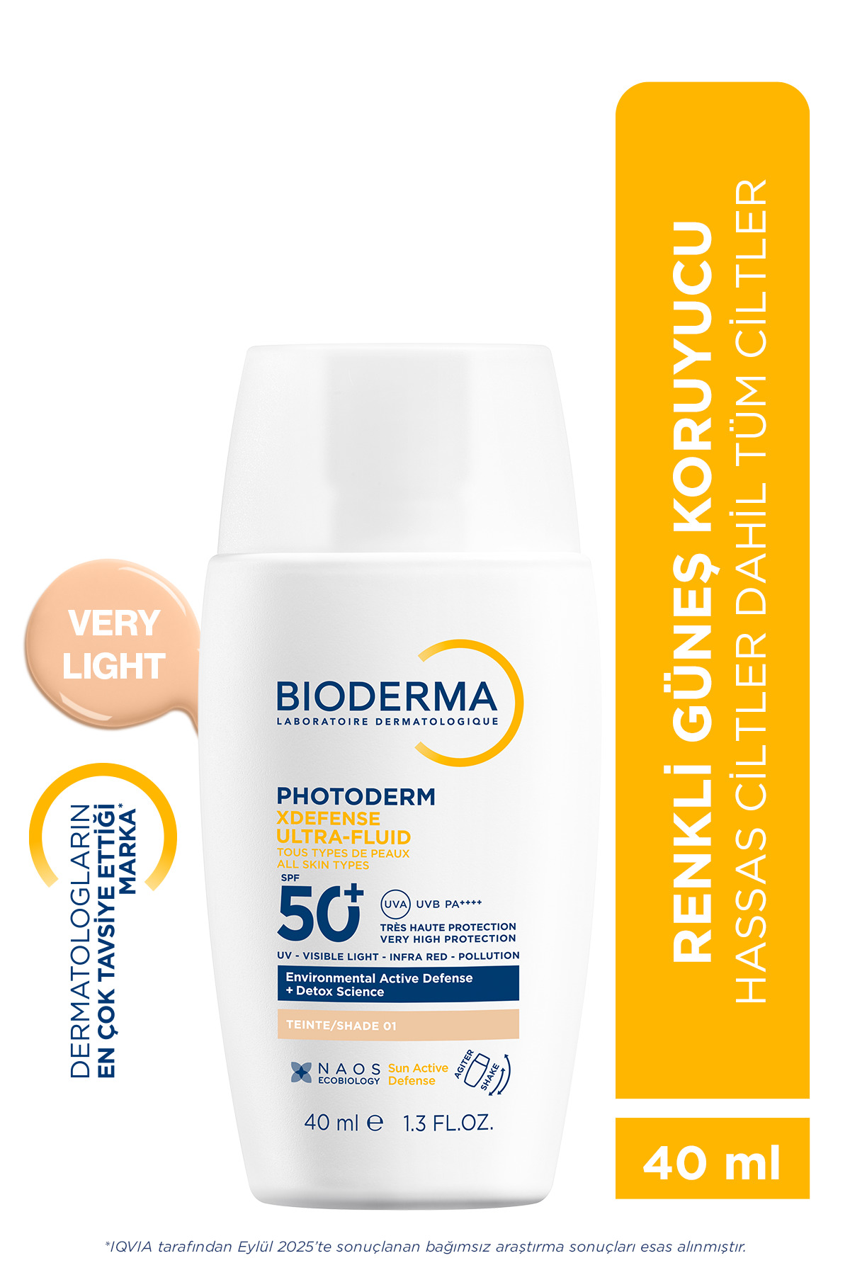 Bioderma Photoderm XDefense SPF50+ Tüm Ciltler UVA/UVB Yüksek Korumalı Renkli Güneş Kremi Very Light 40ML