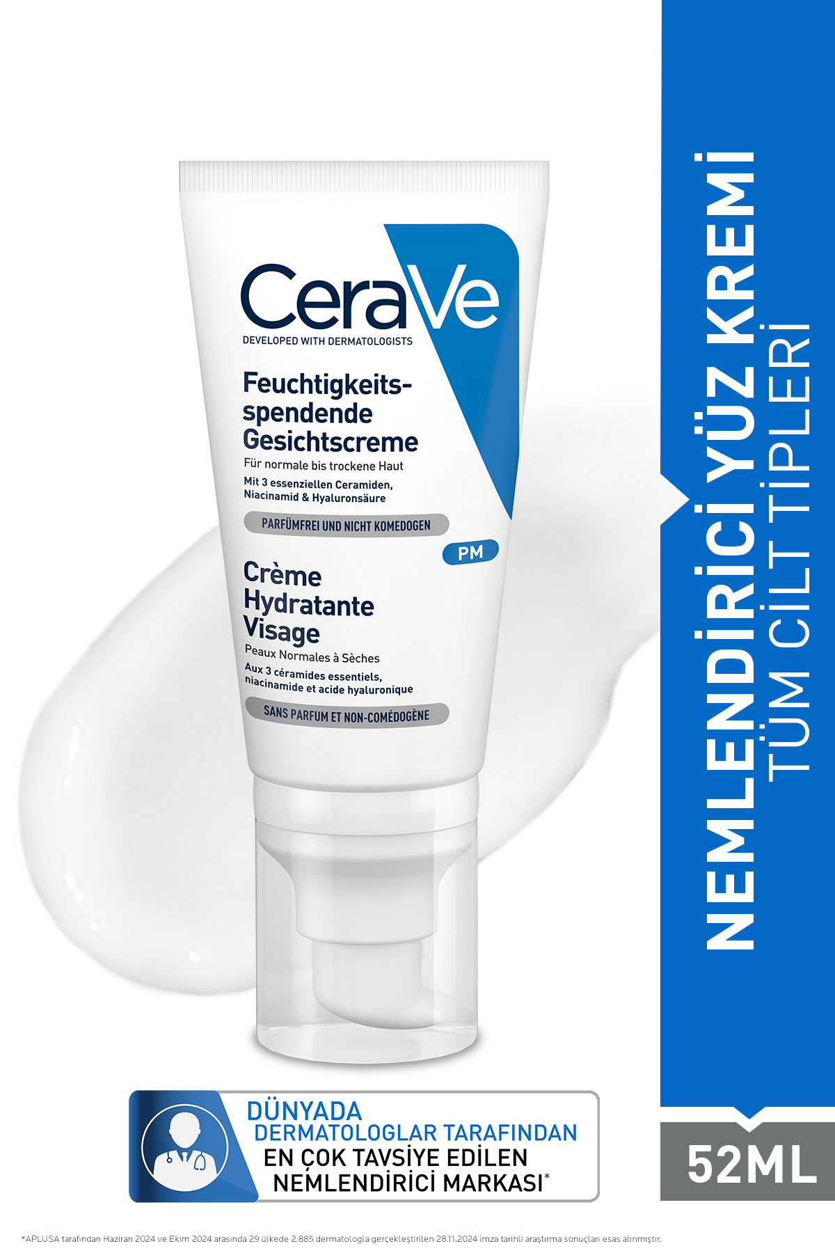 CeraVe Hyalüronik Asit & Seramid İçerikli Normal ve Kuruya Dönük Ciltler İçin Nemlendirici Yüz Kremi 52 ML