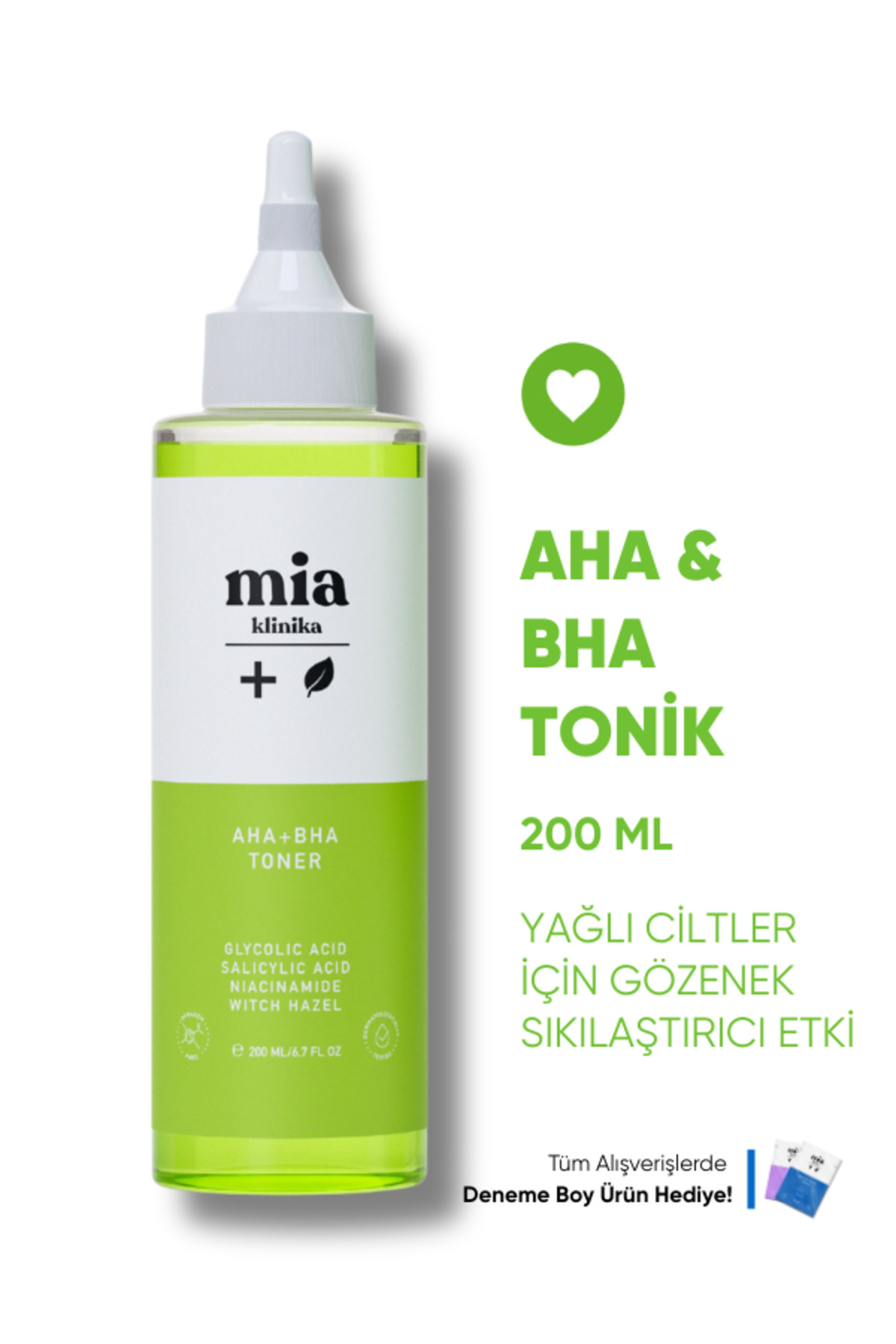 mia klinika Aha-bha Akne Karşıtı, Gözenek Sıkılaştırıcı Ve Cilt Temizleyici Tonik